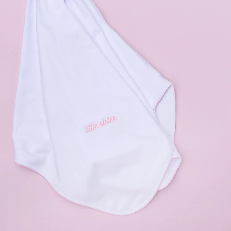 Magnolia Baby Little Sister Embroidered Receiving Blanket