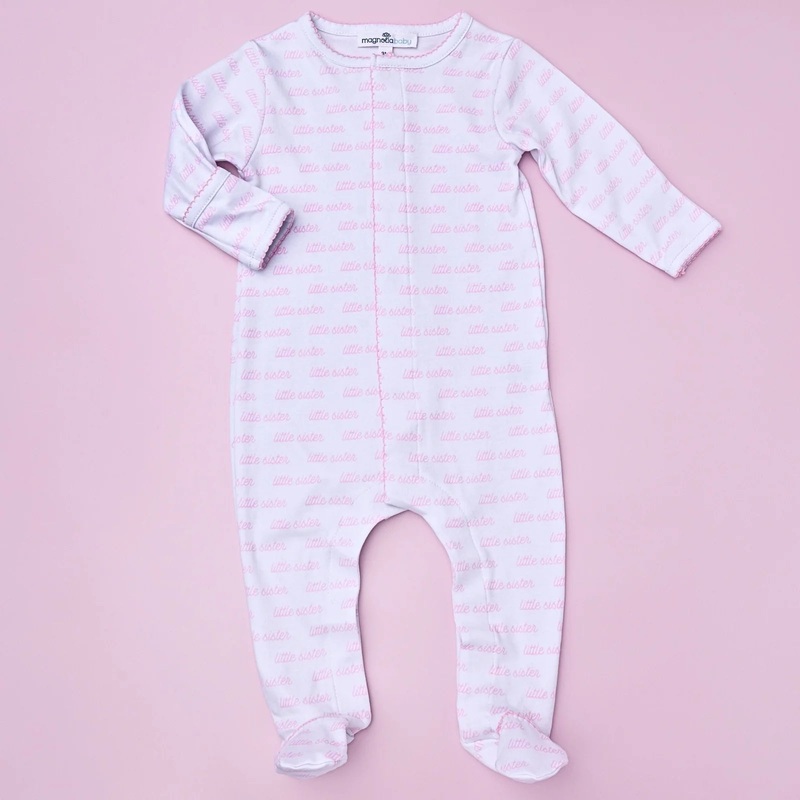 Magnolia Baby Little Sister Pink Printed Footie