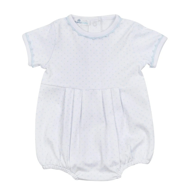 Magnolia Baby Mini Dots Blue Short Sleeve Boy Bubble