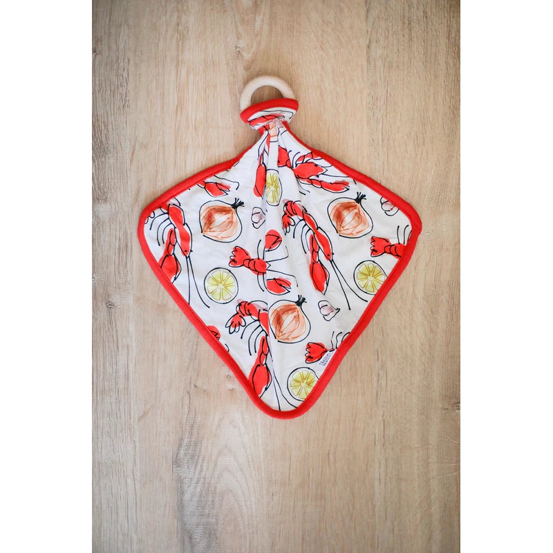 Southern Slumber Crawfish Bamboo Lovey w/ Wooden Ring