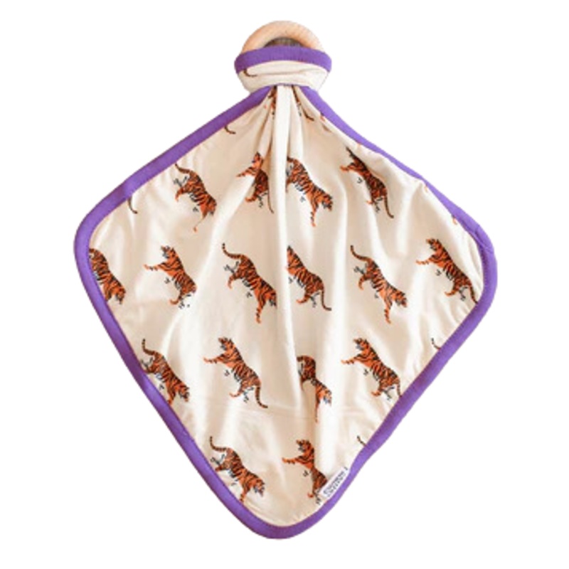Southern Slumber Tiger Bamboo Lovey w/ Wooden Ring