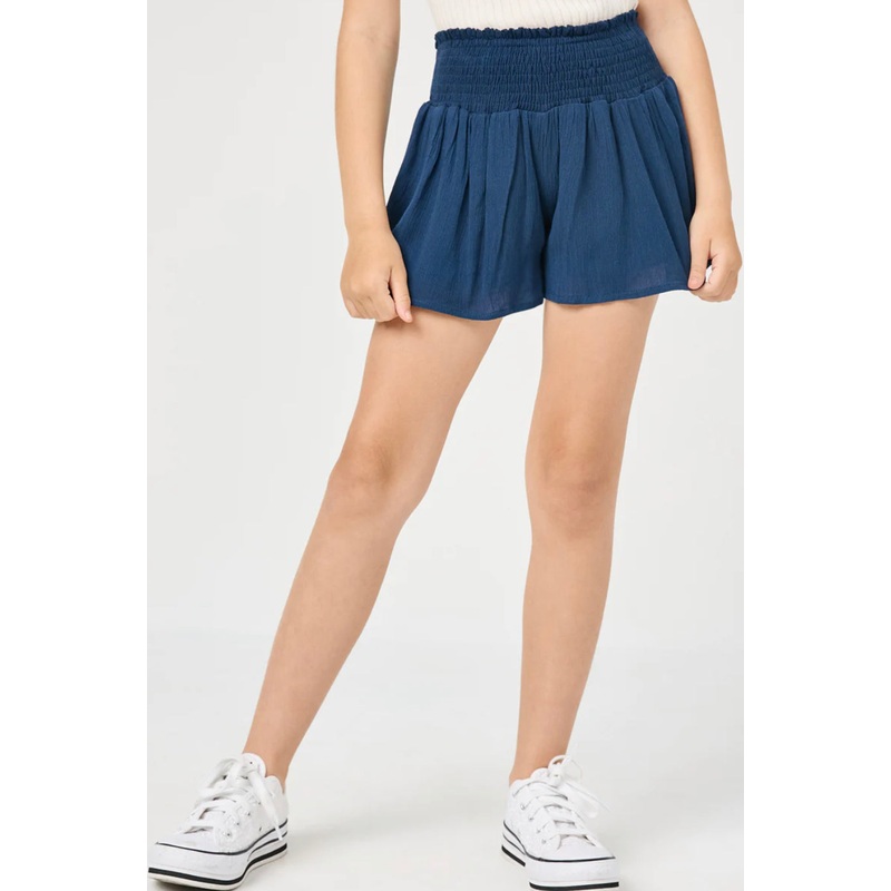 Flowy Smocked Waist Shorts - Navy