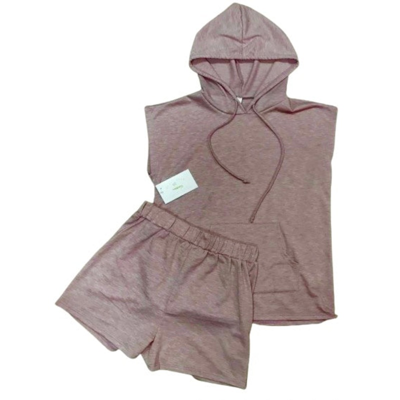 Good Girl Dusty Pink Sleeveless Hoodie Short Set