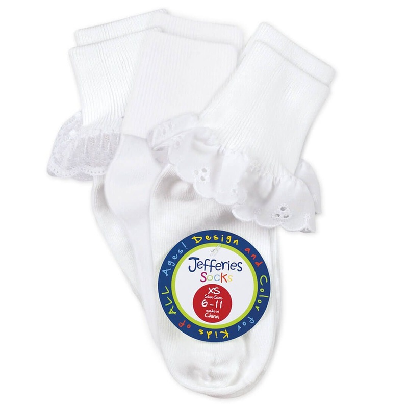 Jefferies Socks Eyelet/Turn Cuff/Lace Turn Cuff Socks 3 Pair Pack
