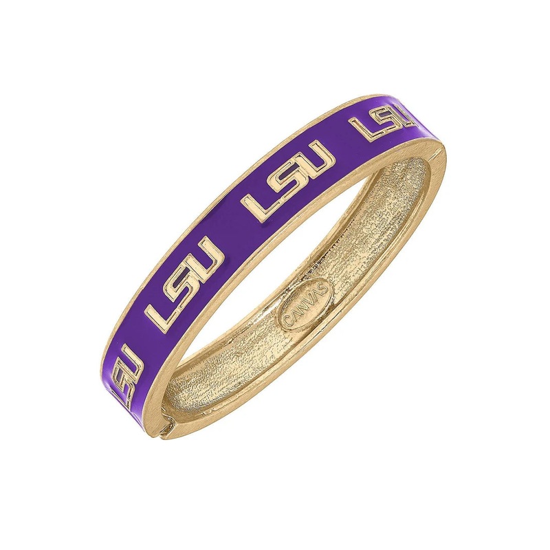 LSU Tigers Enamel Logo Hinge Bangle Purple