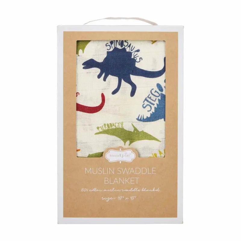 Mud Pie Dinosaurs Muslin Swaddle Blanket