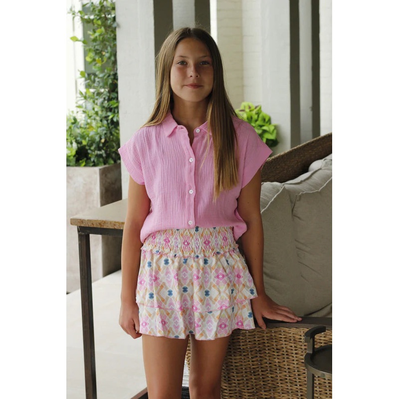 Pleat Collection Pink & Orange Scottie Skirt