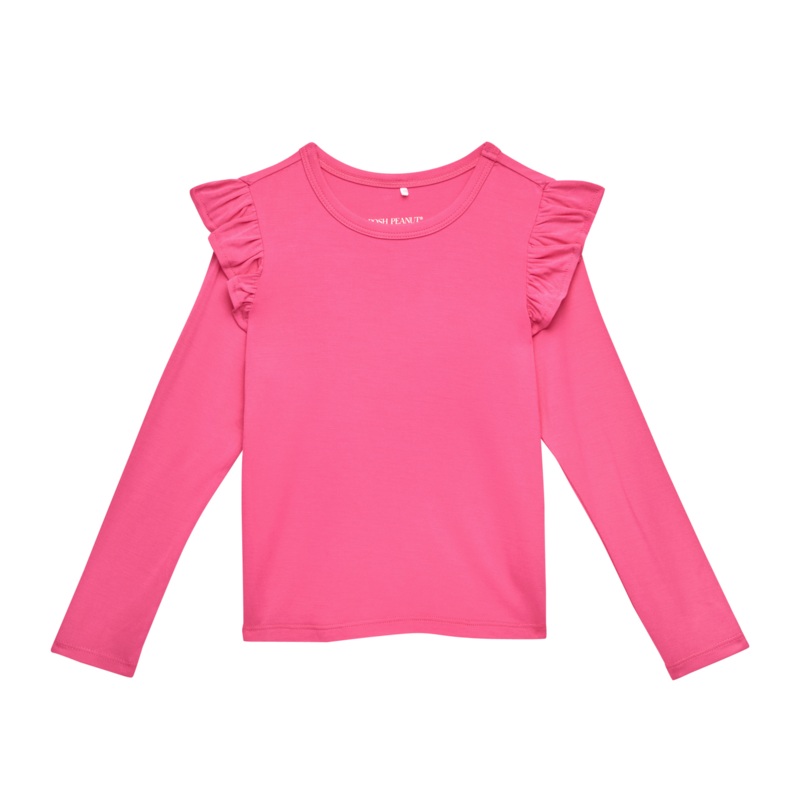 Posh Peanut Posh Hot Pink L/S Ruffle Shoulder Top