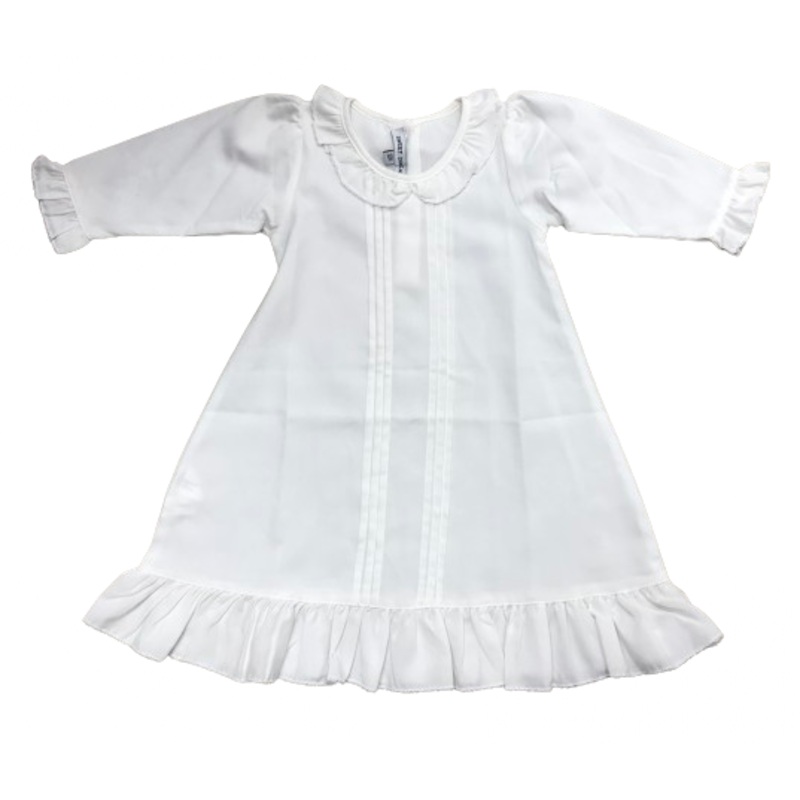 Sweet Dreams White L/S Nightgown with White Picot Trim
