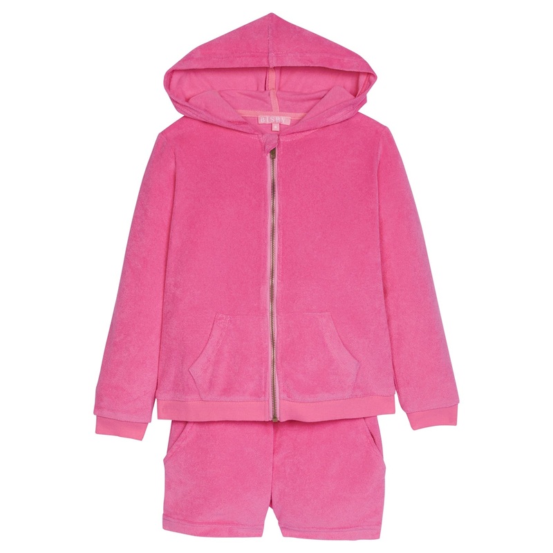 Terry Cloth Hoodie/Shorts Set - Pink