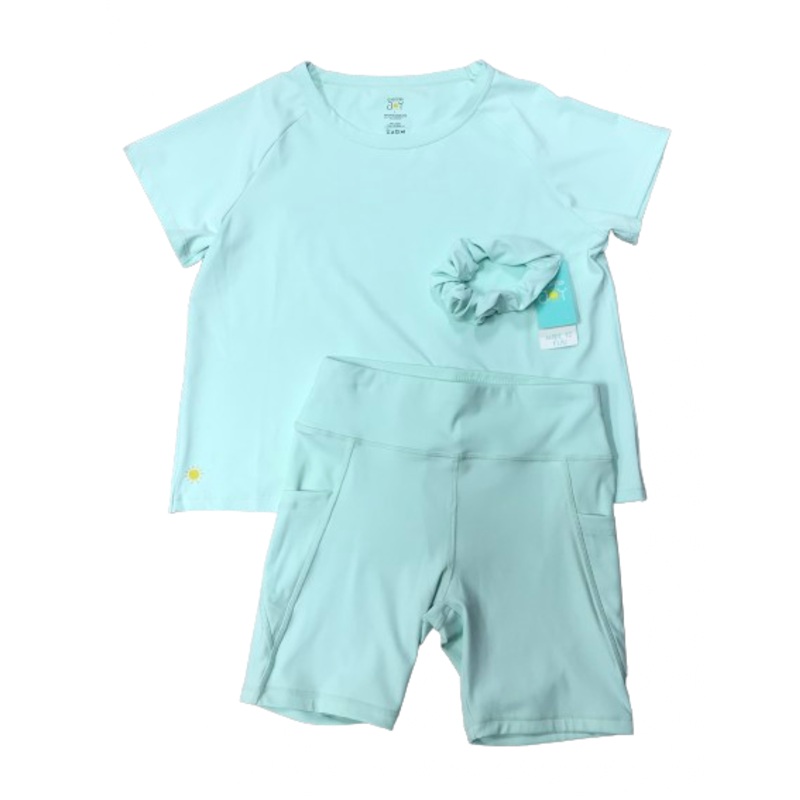 Tulip Tee/Biker Shorts/Scrunchie Set - Mint