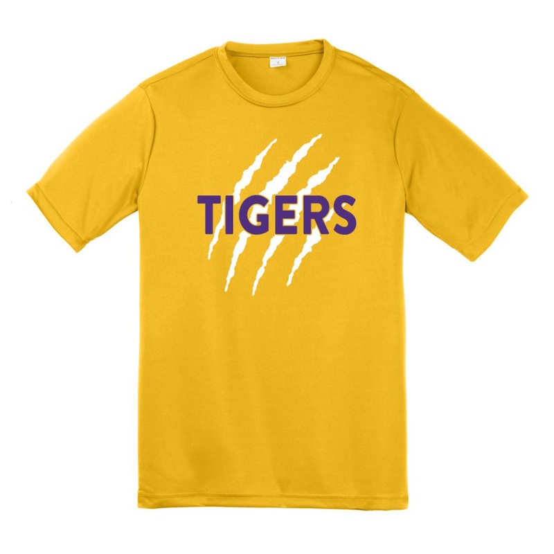 Azarhia Yellow Dri-Fit Athletic Tiger Claw T-Shirt