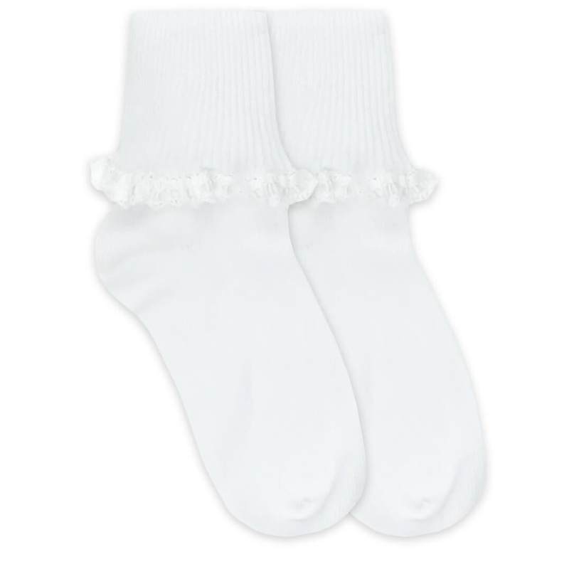Jefferies Socks Cluny & Satin Lace Turn Cuff Socks