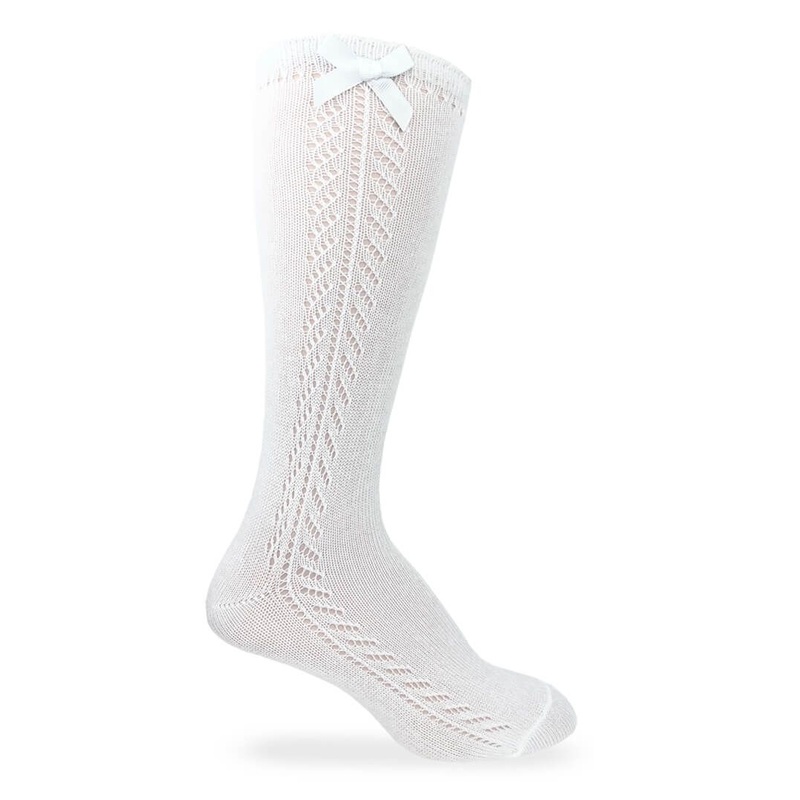 Pointelle Bow Knee High Socks - 1650