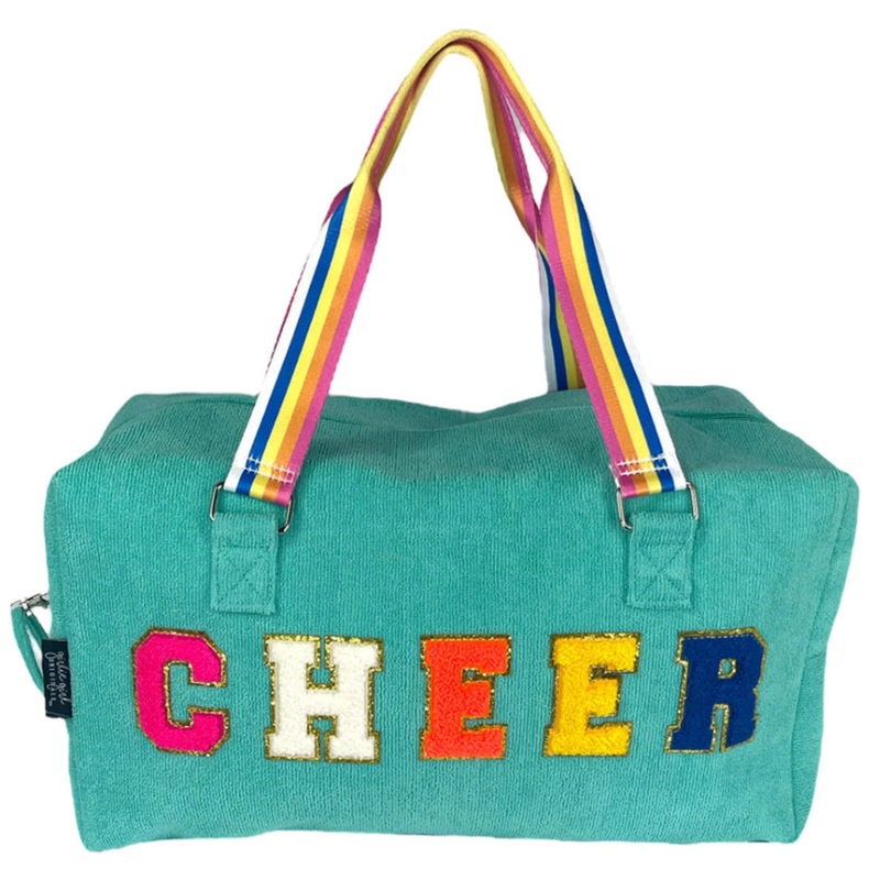 Aqua Terry Cloth Duffle Bag - CHEER
