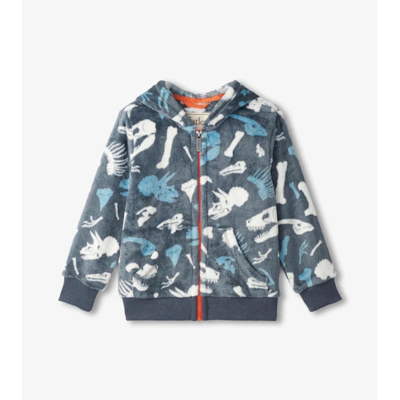 Boys Dino Fossils Fleece Zip-Up Hoodie