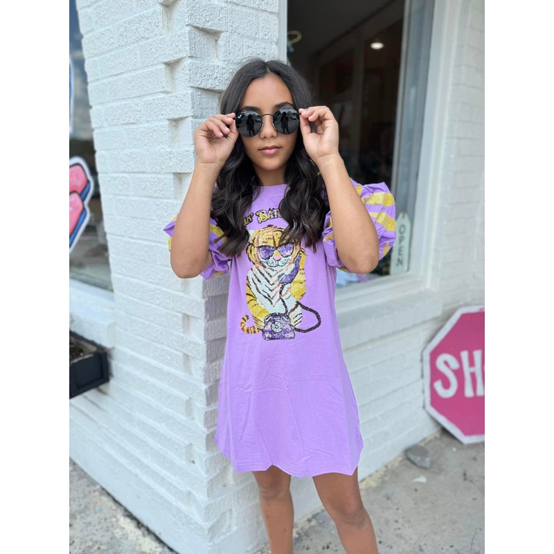 Callin' Baton Rouge Puff Sleeve Sequin Knit Dress