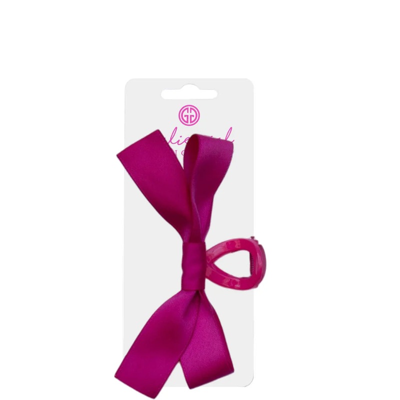 Claw Clip with Satin Ribbon - Hot Pink