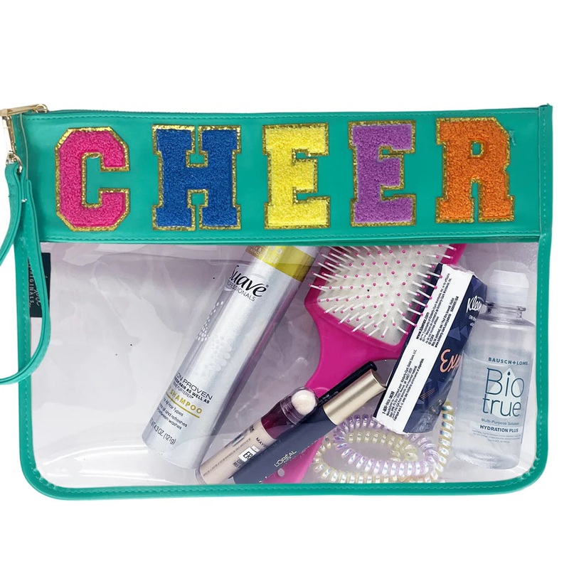Clear Nylon Mint Candy Chenille Patch Bag - Cheer