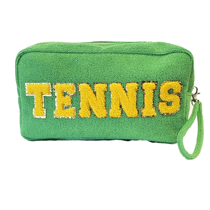 Green Terry Cloth Cosmetic Bag - Tennis