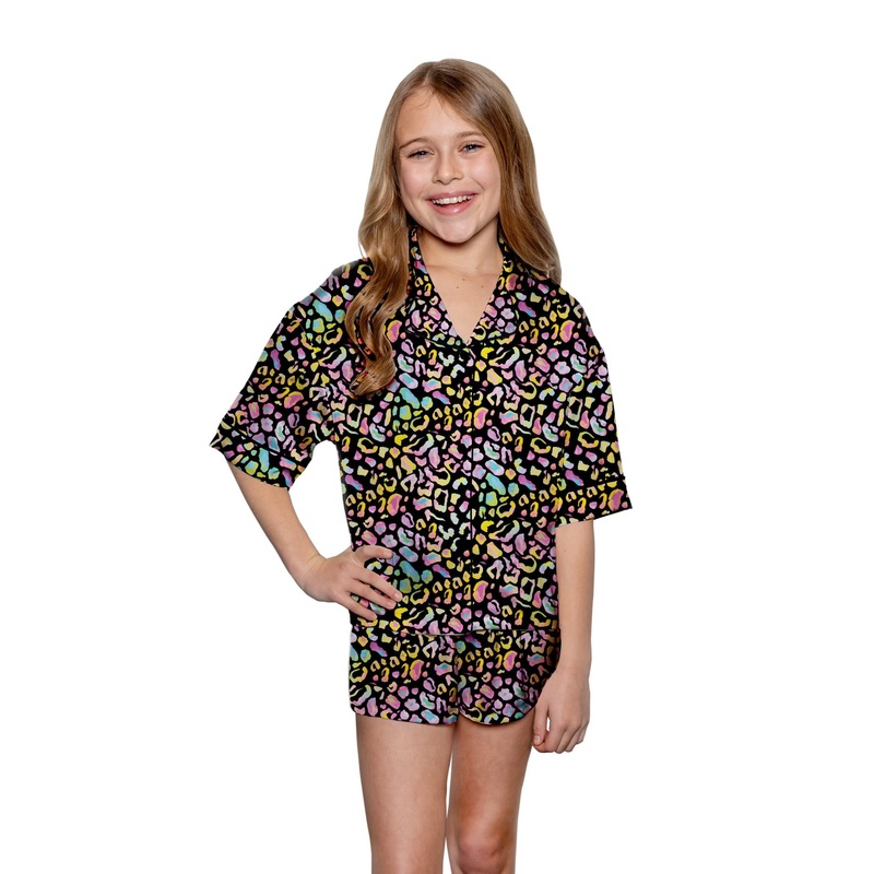 Kids Bright Animal Silky Kids Pajama Short Set
