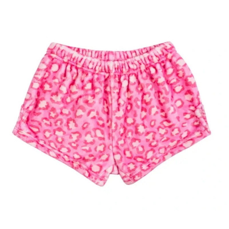 Macaron & Me Pink Leopard Plush Shorts