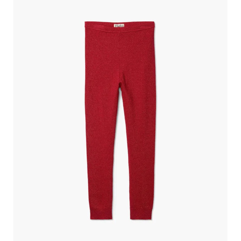 Red Shimmer Knit Leggings