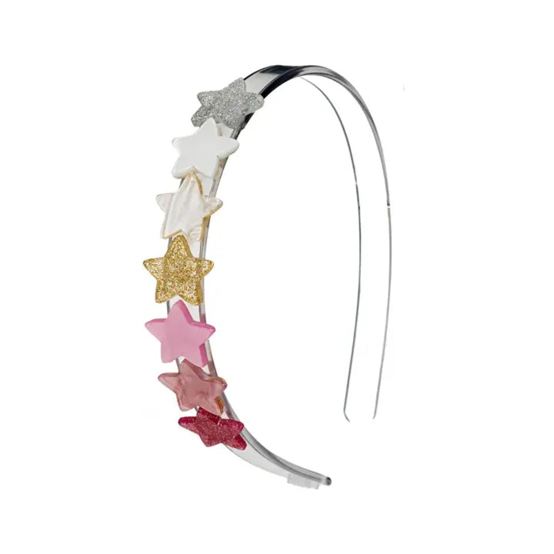 Acrylic Headband - Centipede Stars Pearlized Pink