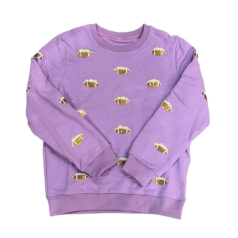 Lavender 365 Glitter Football Crewneck Sweatshirt