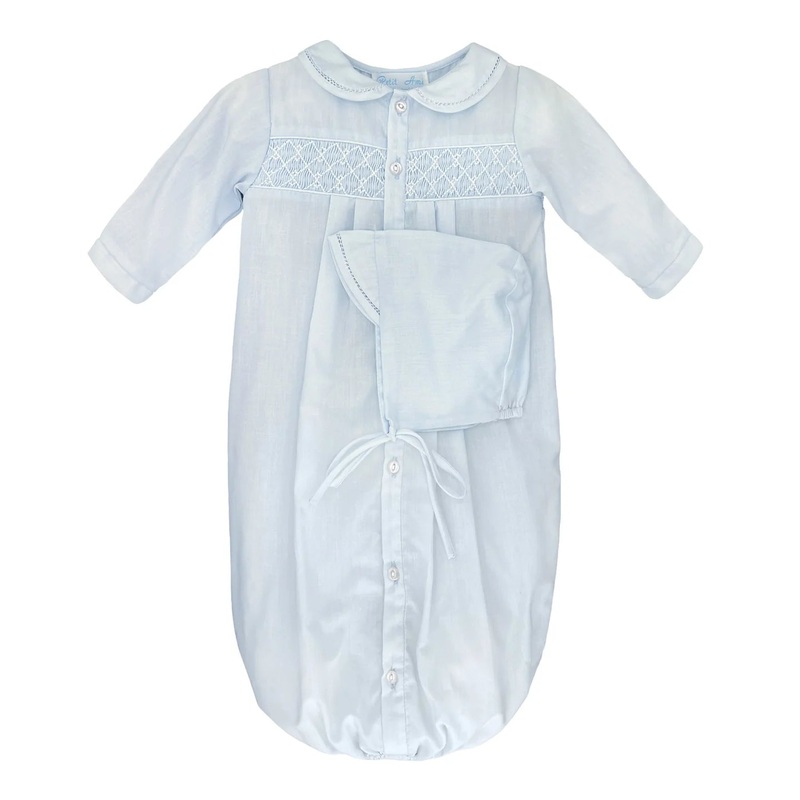 NB Petit Ami- Blue Smocked Bag w/ Bonnet