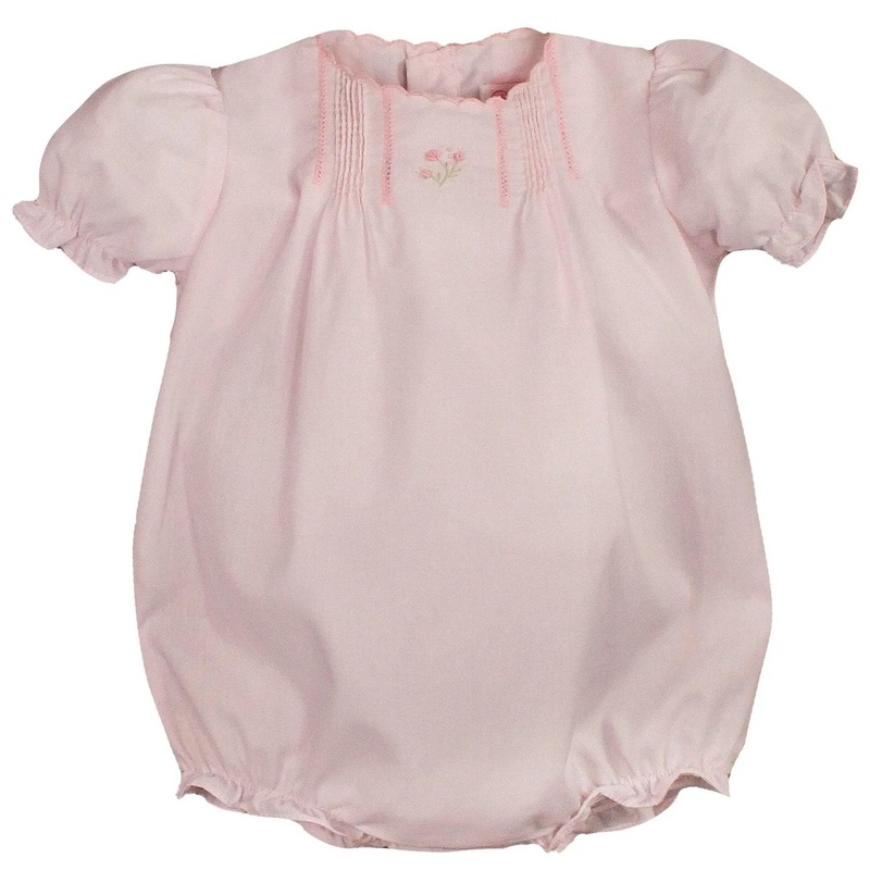 Petit Ami- NB Flower Embroidered Heirloom Bubble w/ Hat