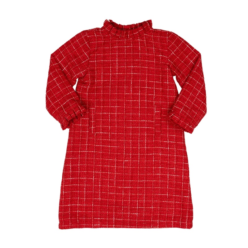 The Oaks Red Kate Tweed Mock Neck Holiday Dress