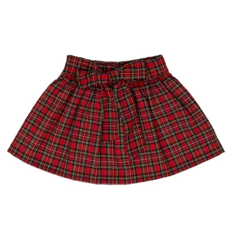 The Oaks Red Tartan Lacey Skirt with Bow at Waist