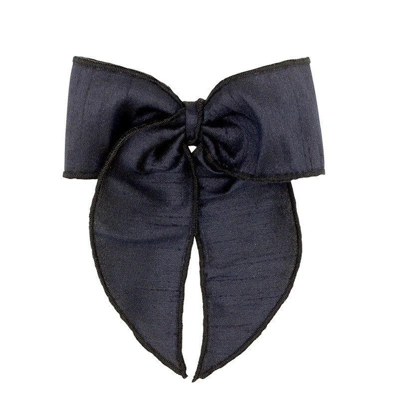 Wee Ones King Dupioni Bow with Whimsy Tails - Navy