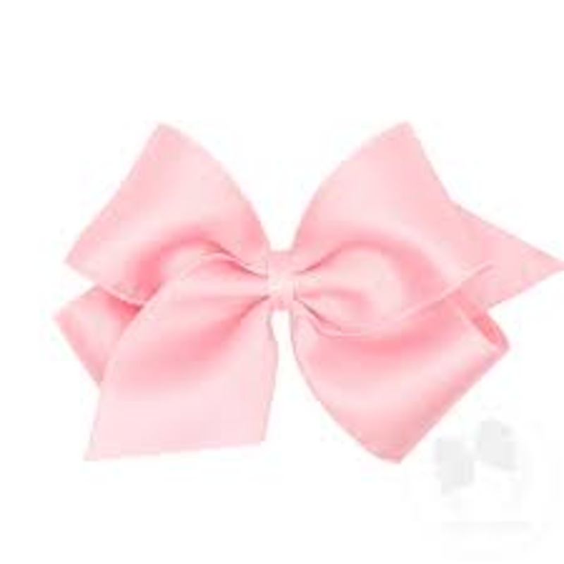 Wee Ones King Jewel Satin with Grosgrain Overlay Hair Bow - Light Pink