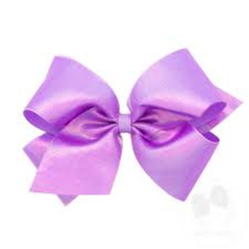 Wee Ones King Sheer Iridescent and Grosgrain Overlay Hair Bow - Light Orchid