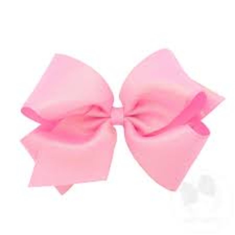 Wee Ones King Sheer Iridescent and Grosgrain Overlay Hair Bow - Pink