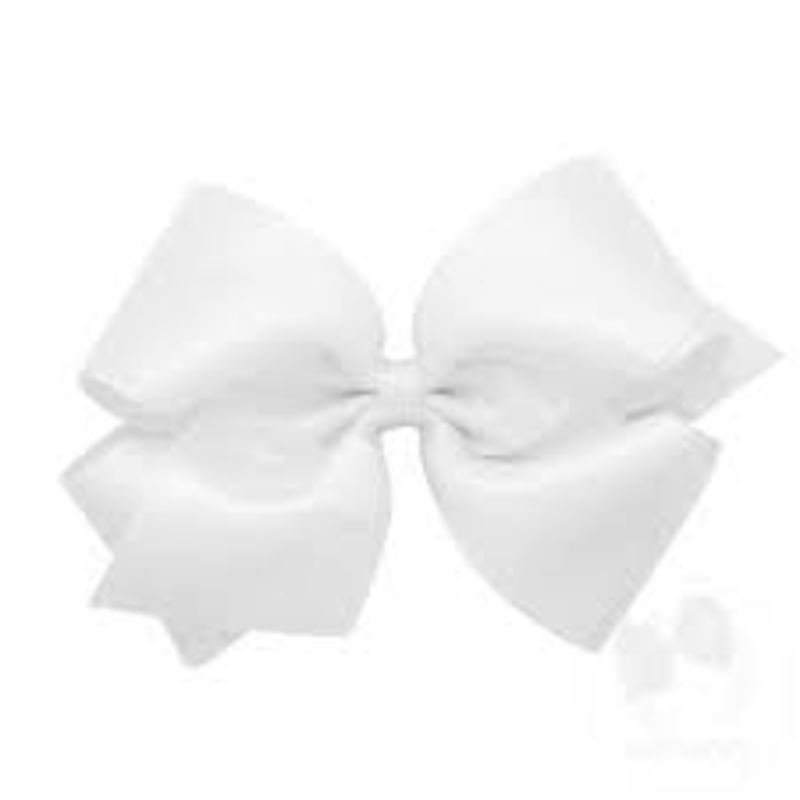 Wee Ones King Sheer Iridescent and Grosgrain Overlay Hair Bow - White