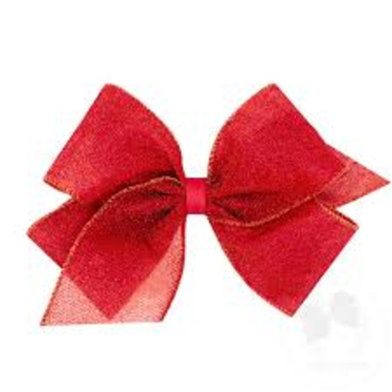 Wee Ones King Sparkle Glimmer Textured Bow - Red