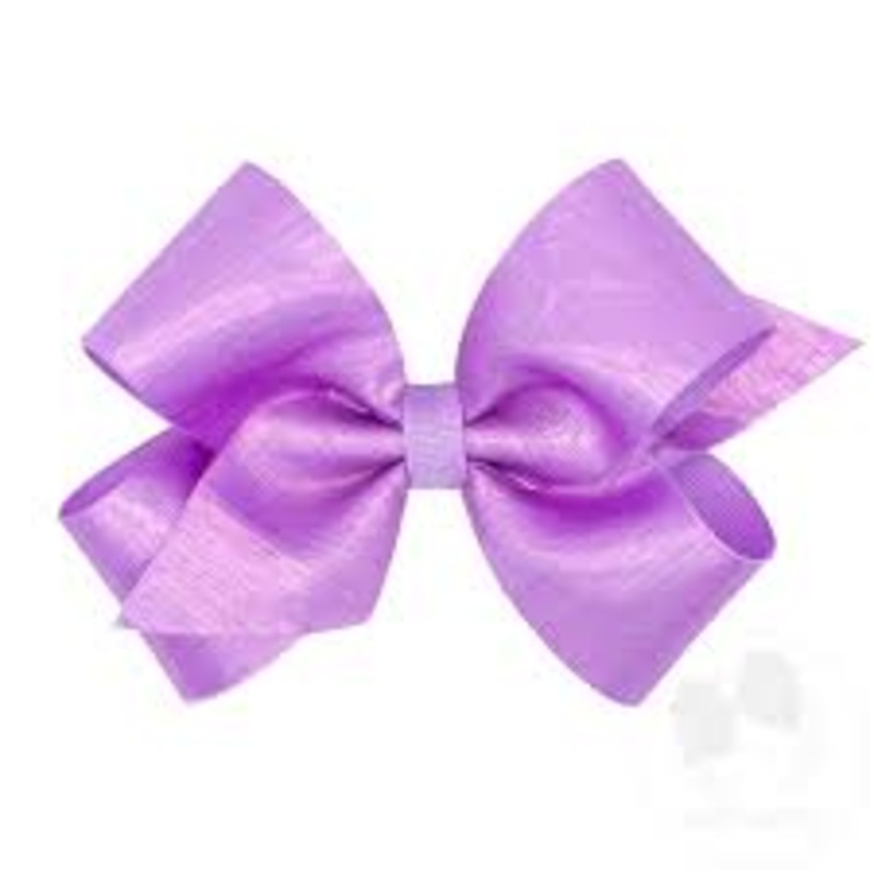Wee Ones Medium Sheer Iridescent and Grosgrain Overlay Hair Bow - Light Orchid