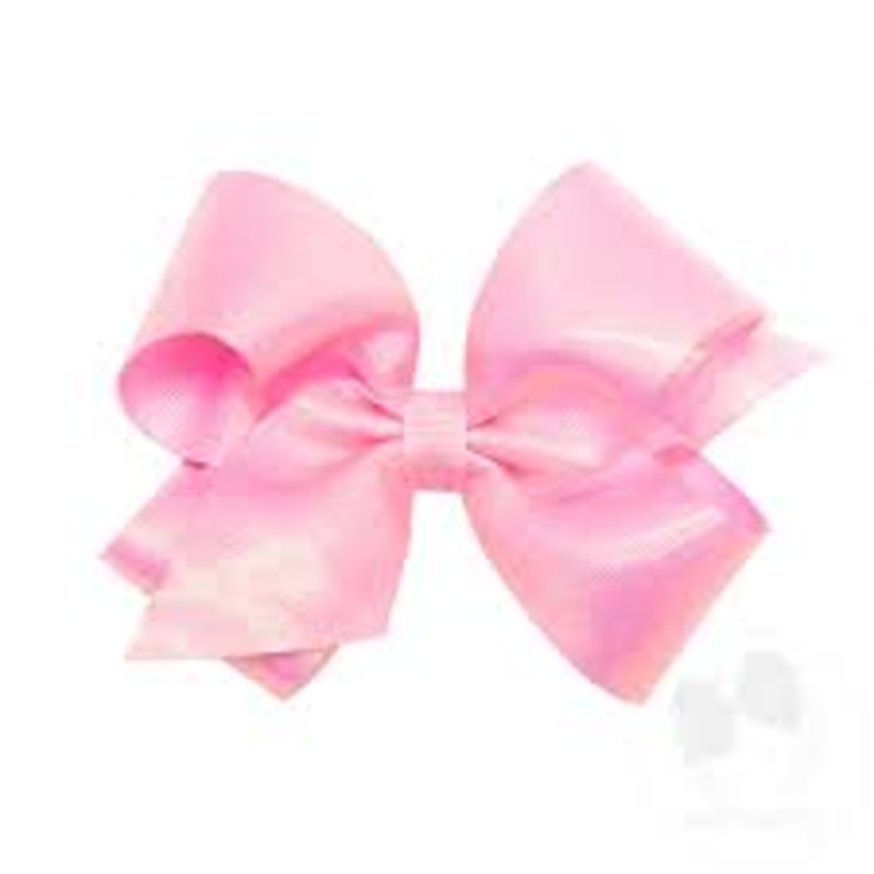 Wee Ones Medium Sheer Iridescent and Grosgrain Overlay Hair Bow - Pink