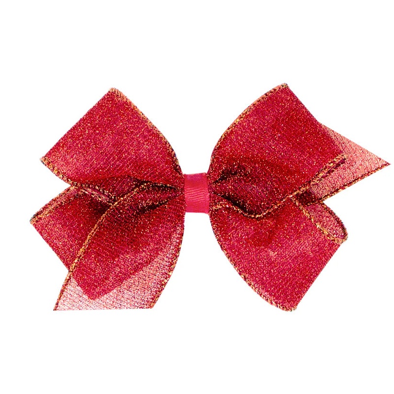 Wee Ones Medium Sparkle Glimmer Textured Bow - Red