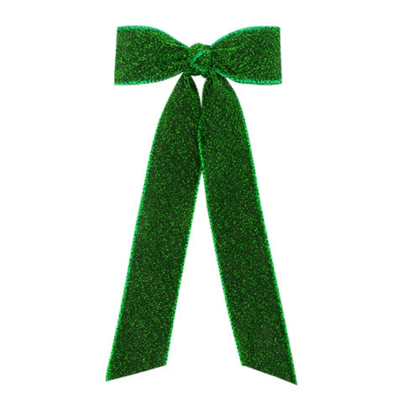 Wee Ones Medium Sparkle Glimmer Textured Bow with Tails - Green