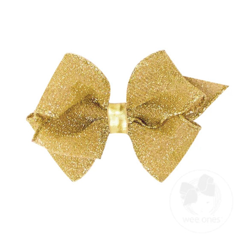Wee Ones XS Sparkle Glimmer Textured Bow - Gold