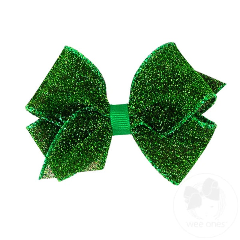 Wee Ones XS Sparkle Glimmer Textured Bow - Green