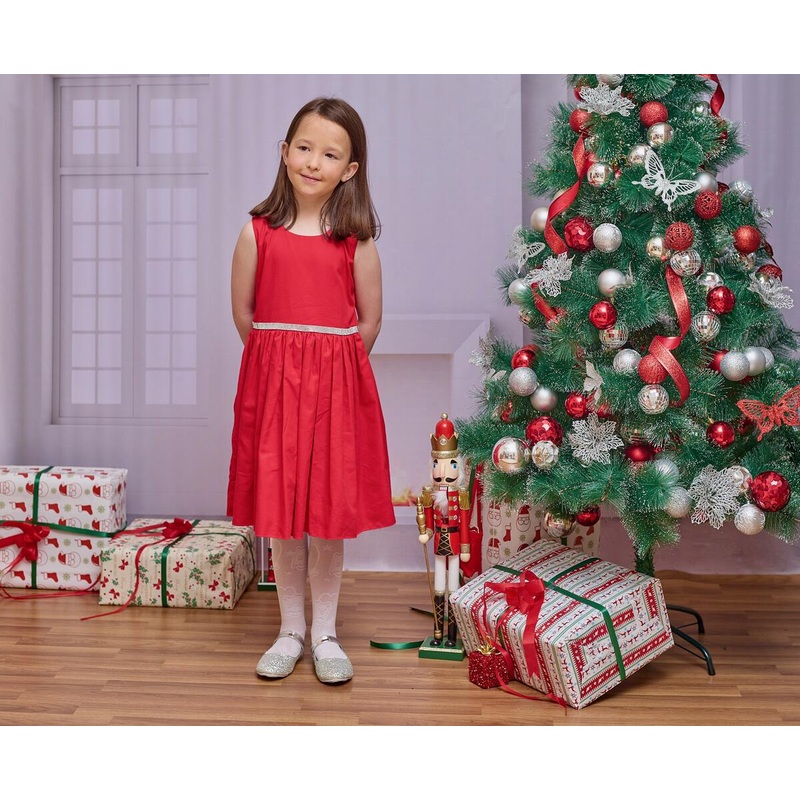 Bella & Emma Red Victoria Dress with Rhinestone Waistband