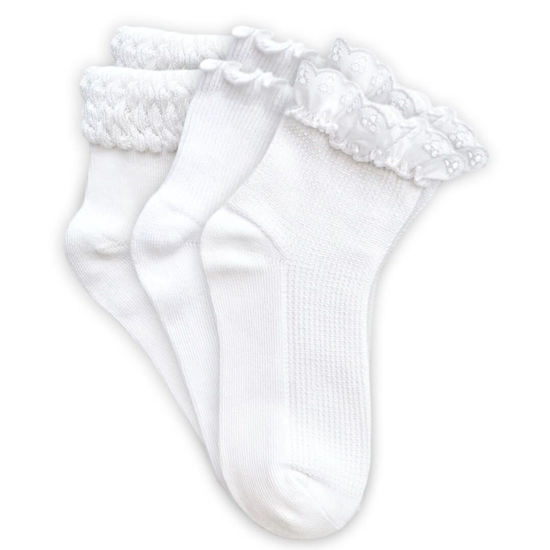 Jefferies Socks Smooth Toe Eyelet Lace/Ripple/Bubble Quarter Ankle Socks 3Pk