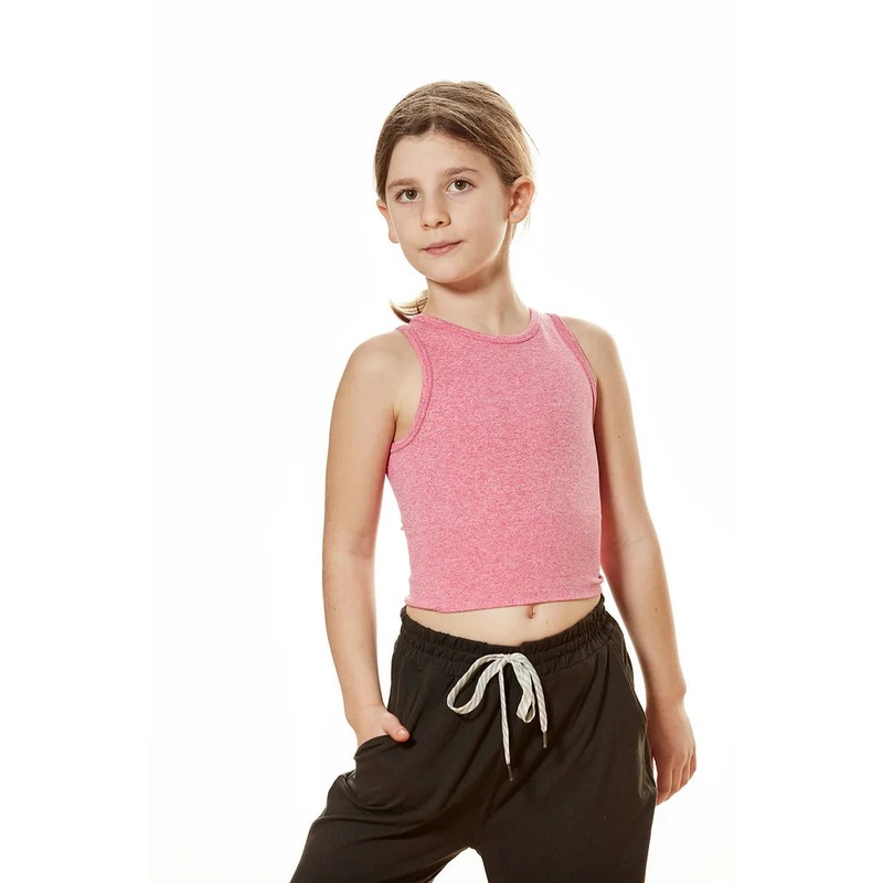 Kid's Seamless Knit Chevron Crop Top - Bossy Pink