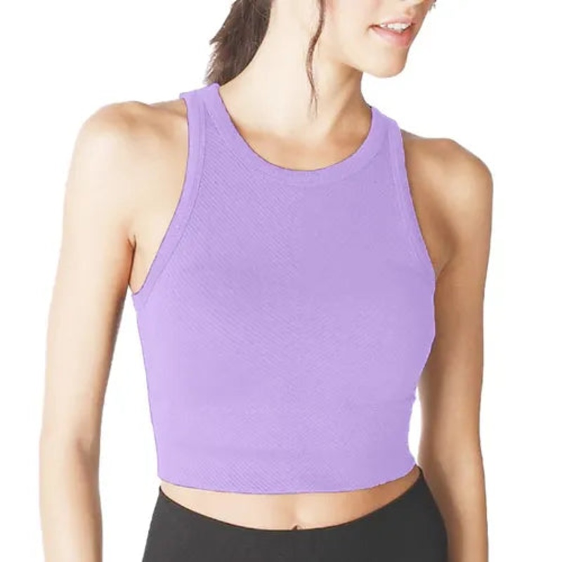 Kid's Seamless Knit Chevron Crop Top - Lavender