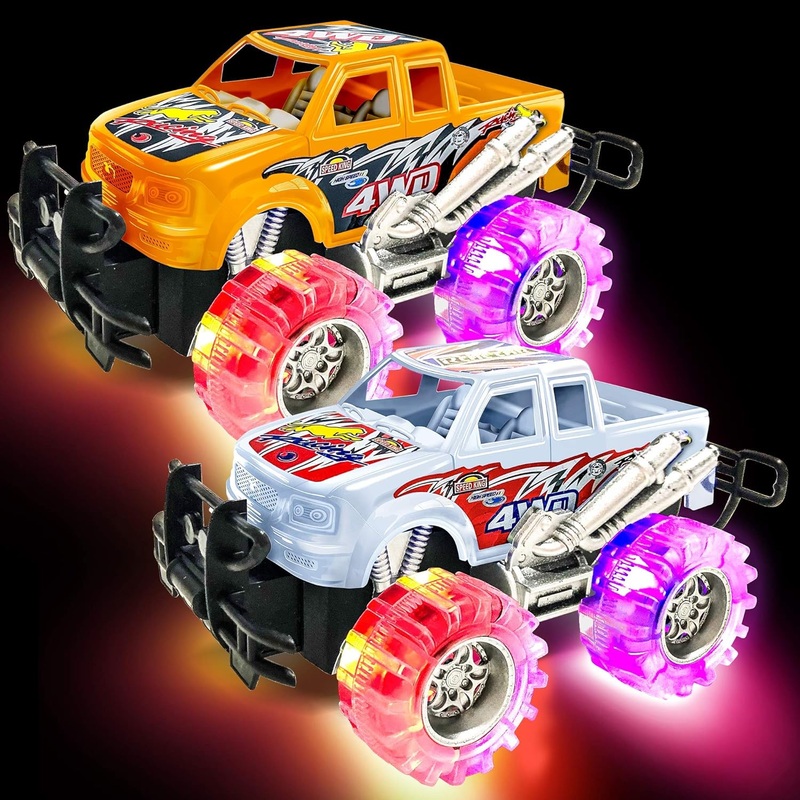 Light-Up Monster Truck Push 'N Go Set - Orange/White